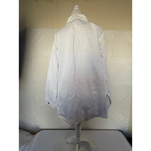Jacket Tudor court size 4x women's White denim  2 big pockets dirty spots - Picture 4 of 16